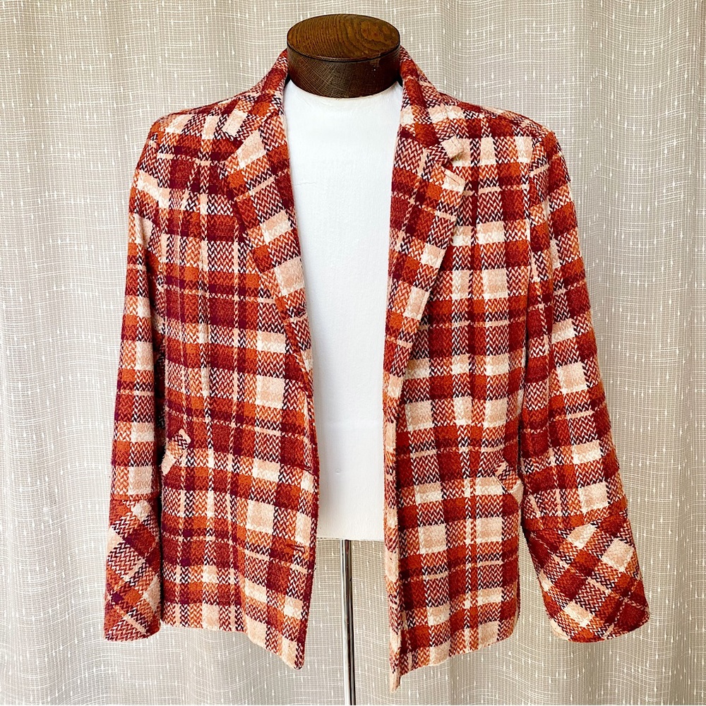 Y2K Does 70s Vintage Plaid Blazer Jacket
